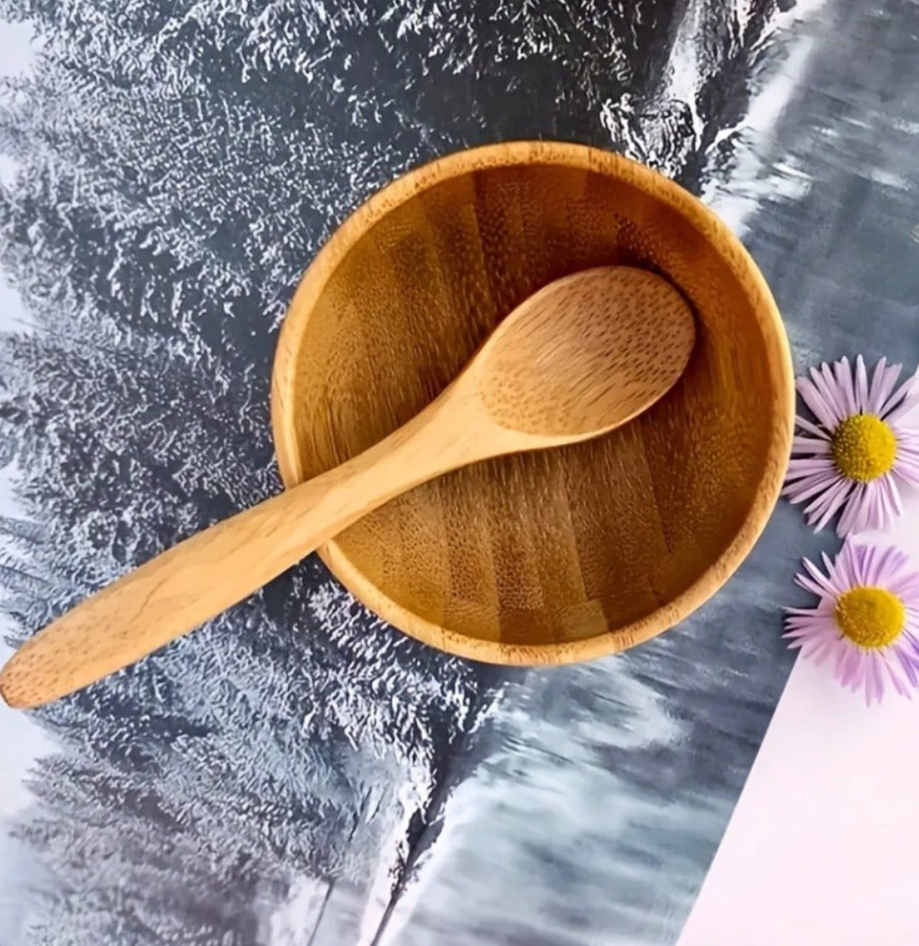 وعاء خلط قناع الوجه من خشب الخيزران الطبيعي