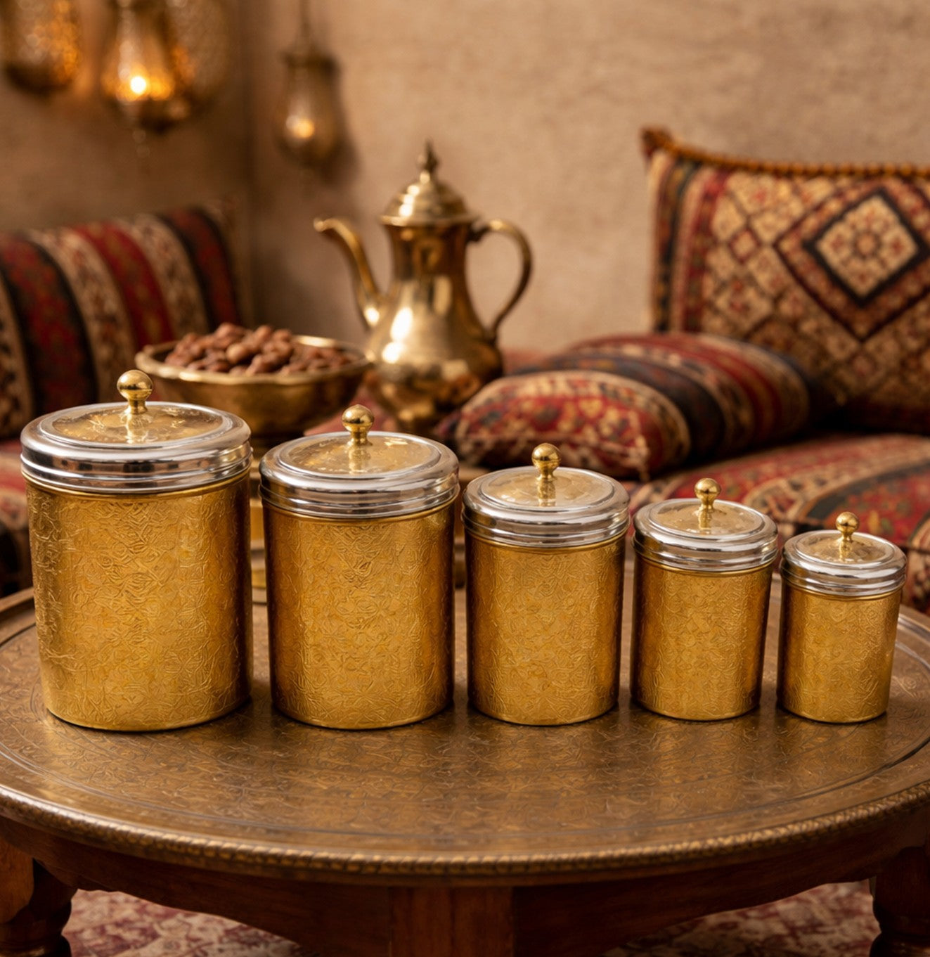 طقم علب بهارات تراثية ( 5 أحجام مختلفة)