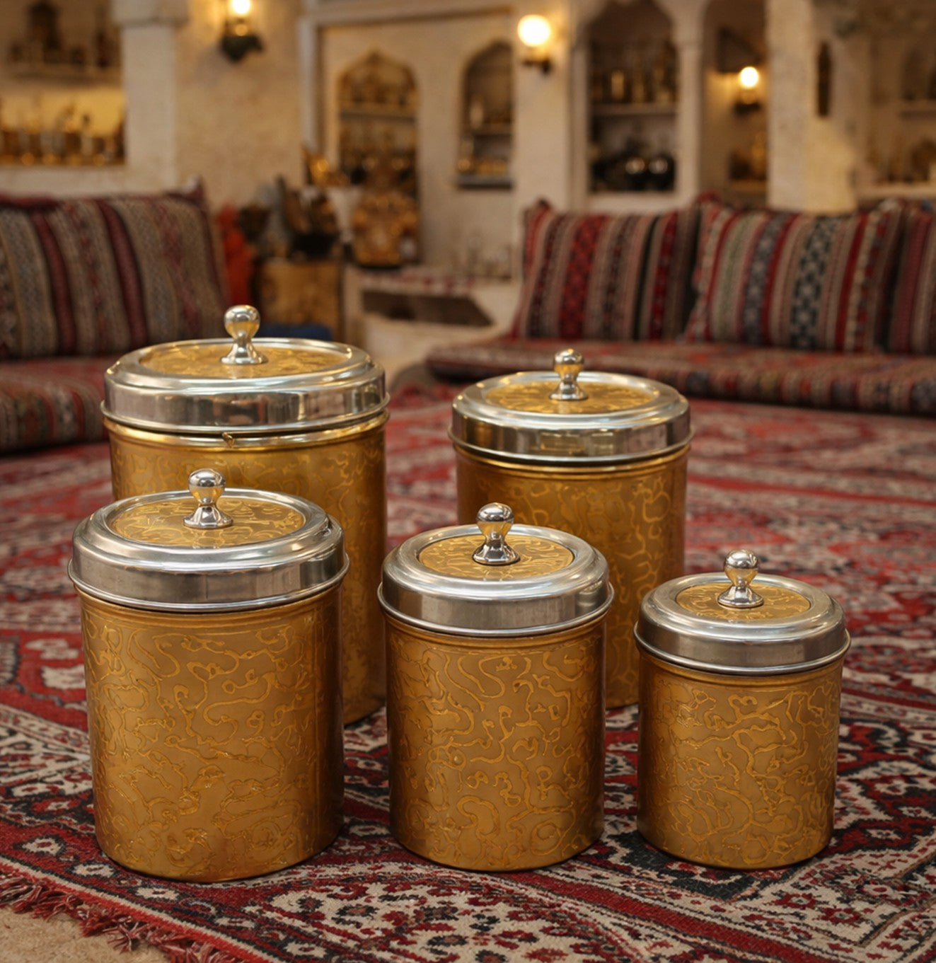 طقم علب بهارات تراثية ( 5 أحجام مختلفة)