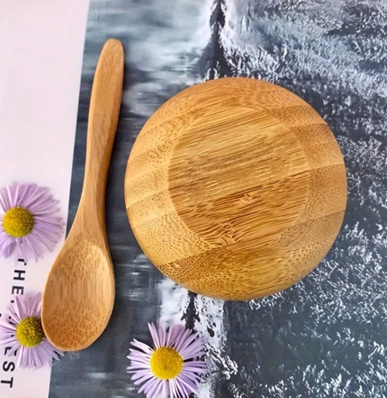 وعاء خلط قناع الوجه من خشب الخيزران الطبيعي