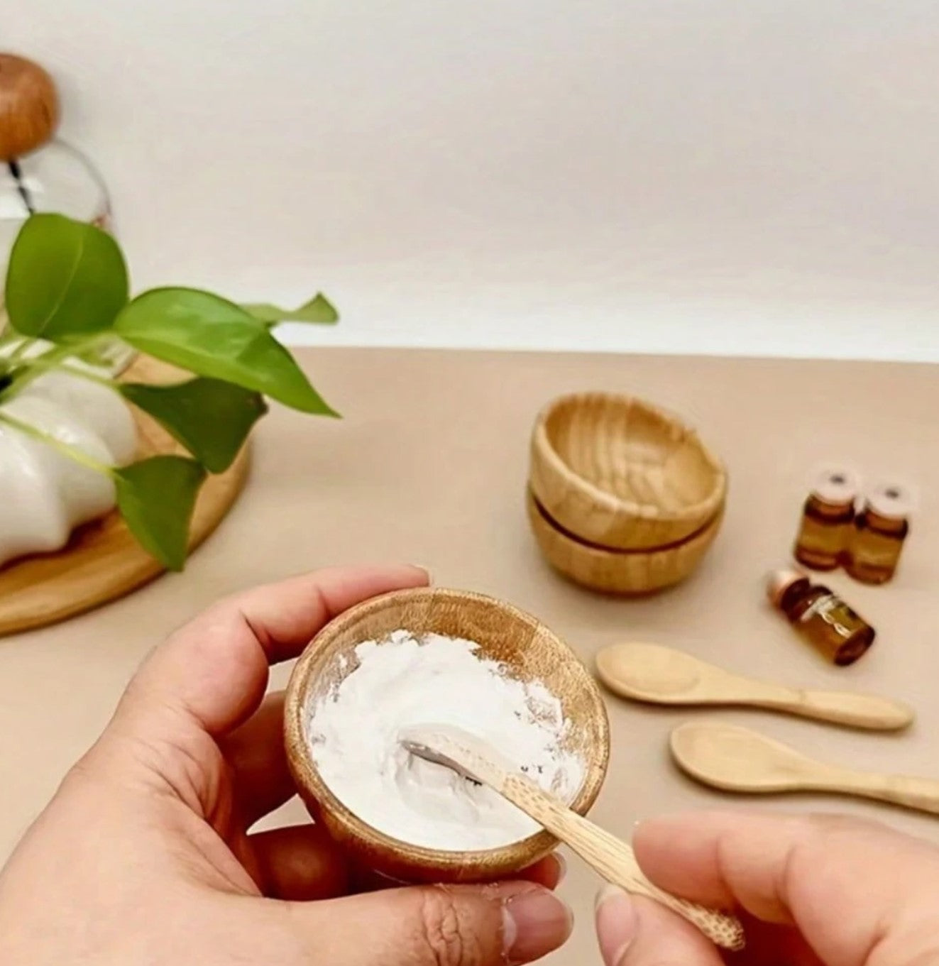 وعاء خلط قناع الوجه من خشب الخيزران الطبيعي