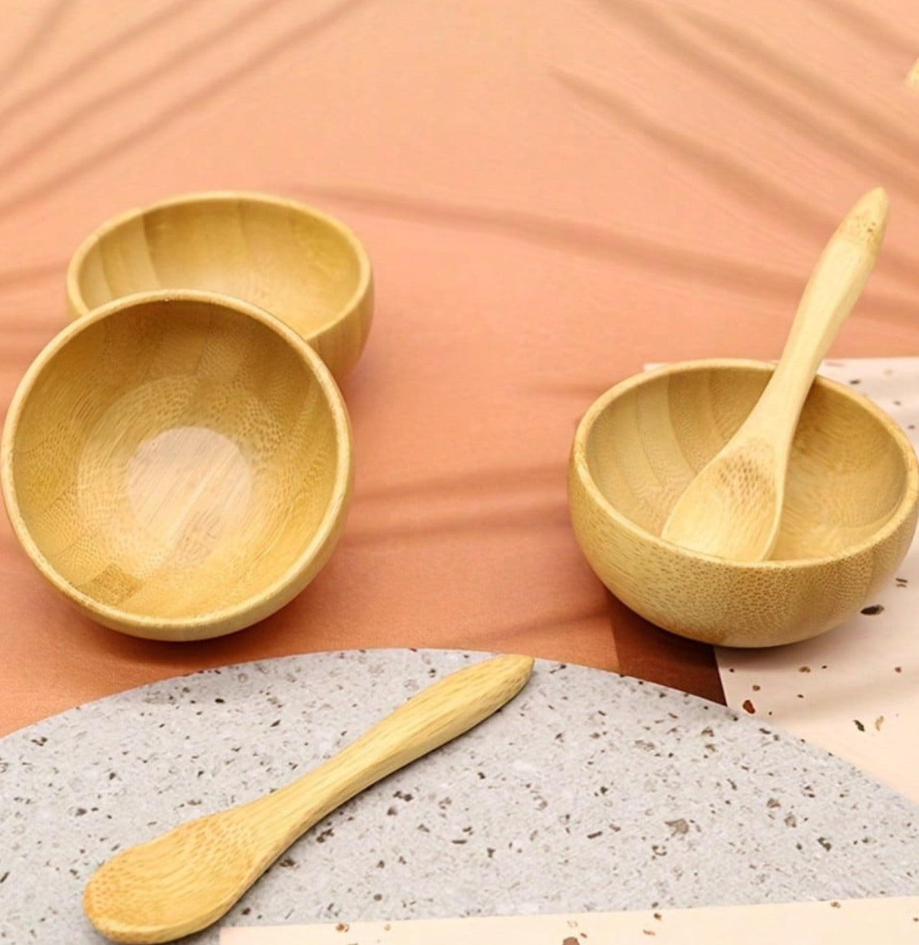 وعاء خلط قناع الوجه من خشب الخيزران الطبيعي