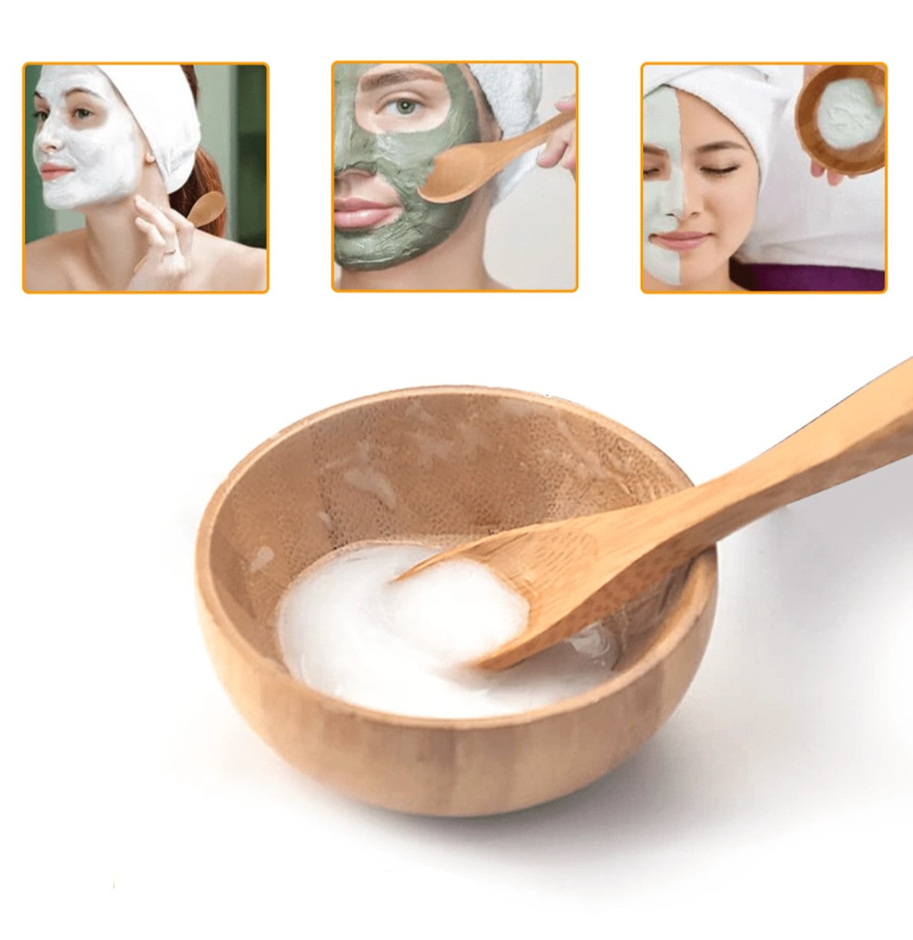 وعاء خلط قناع الوجه من خشب الخيزران الطبيعي