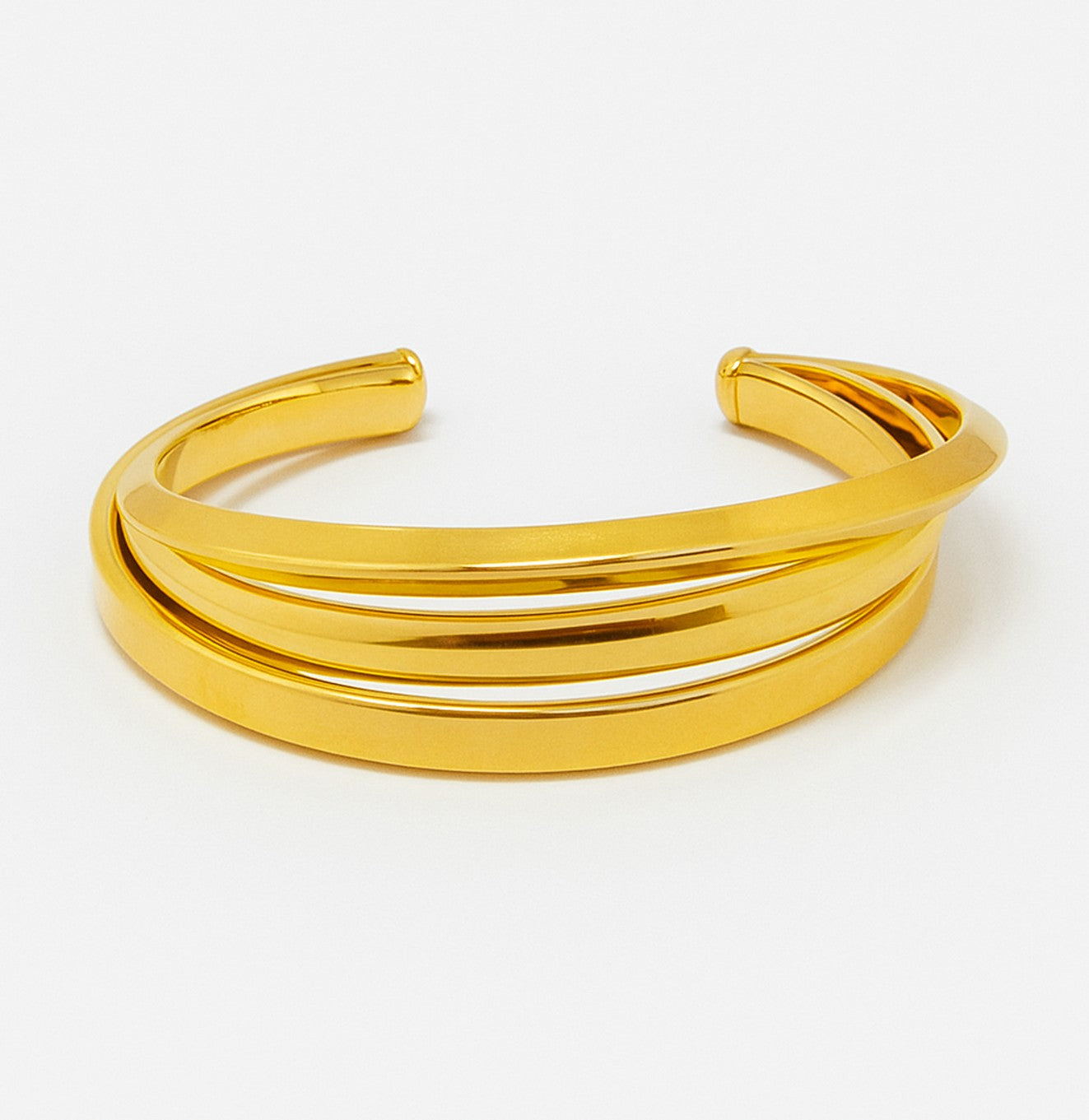 سوار ذهبي مفتوح بتصميم متعدد الحلقات