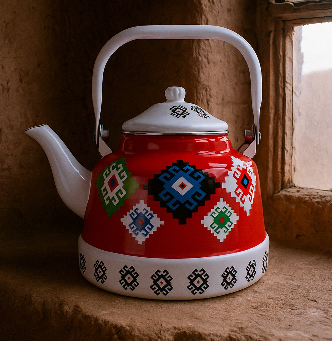 ابريق غضار بنقشة تراثية