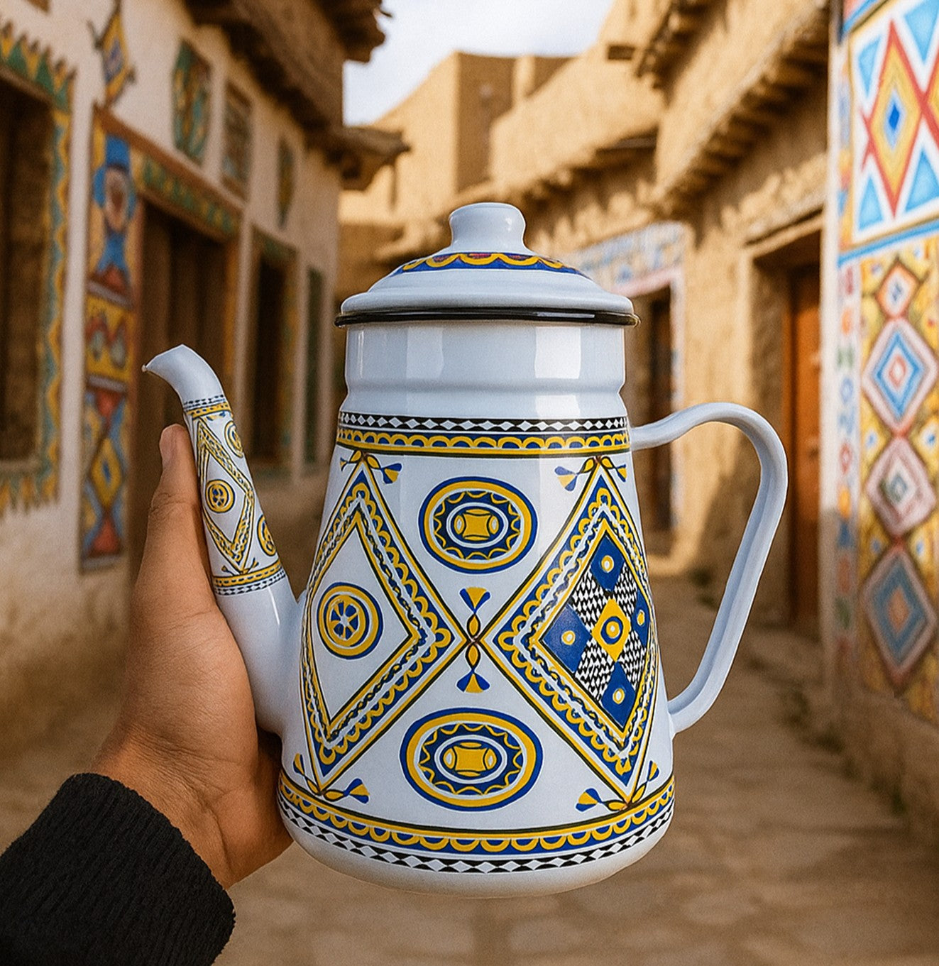 إبريق غضار تراثي نقشة فنية أصيلة بروح الماضي