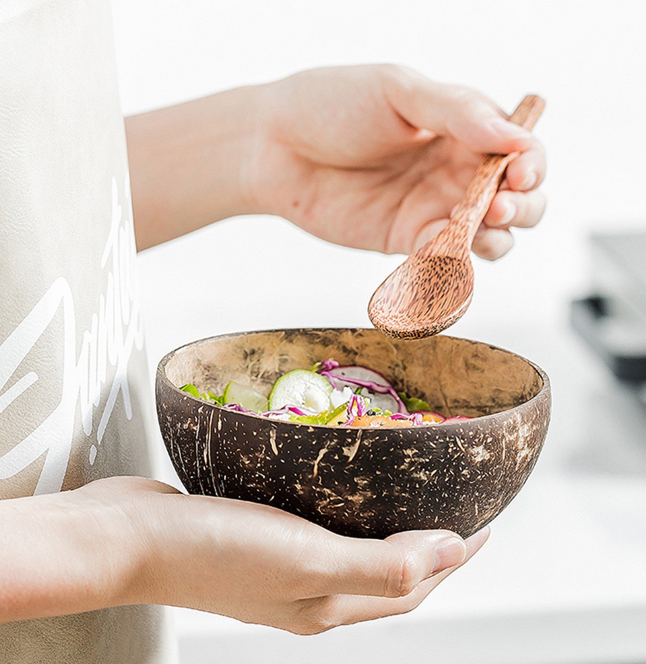 وعاء جوز الهند طقم قطعتين