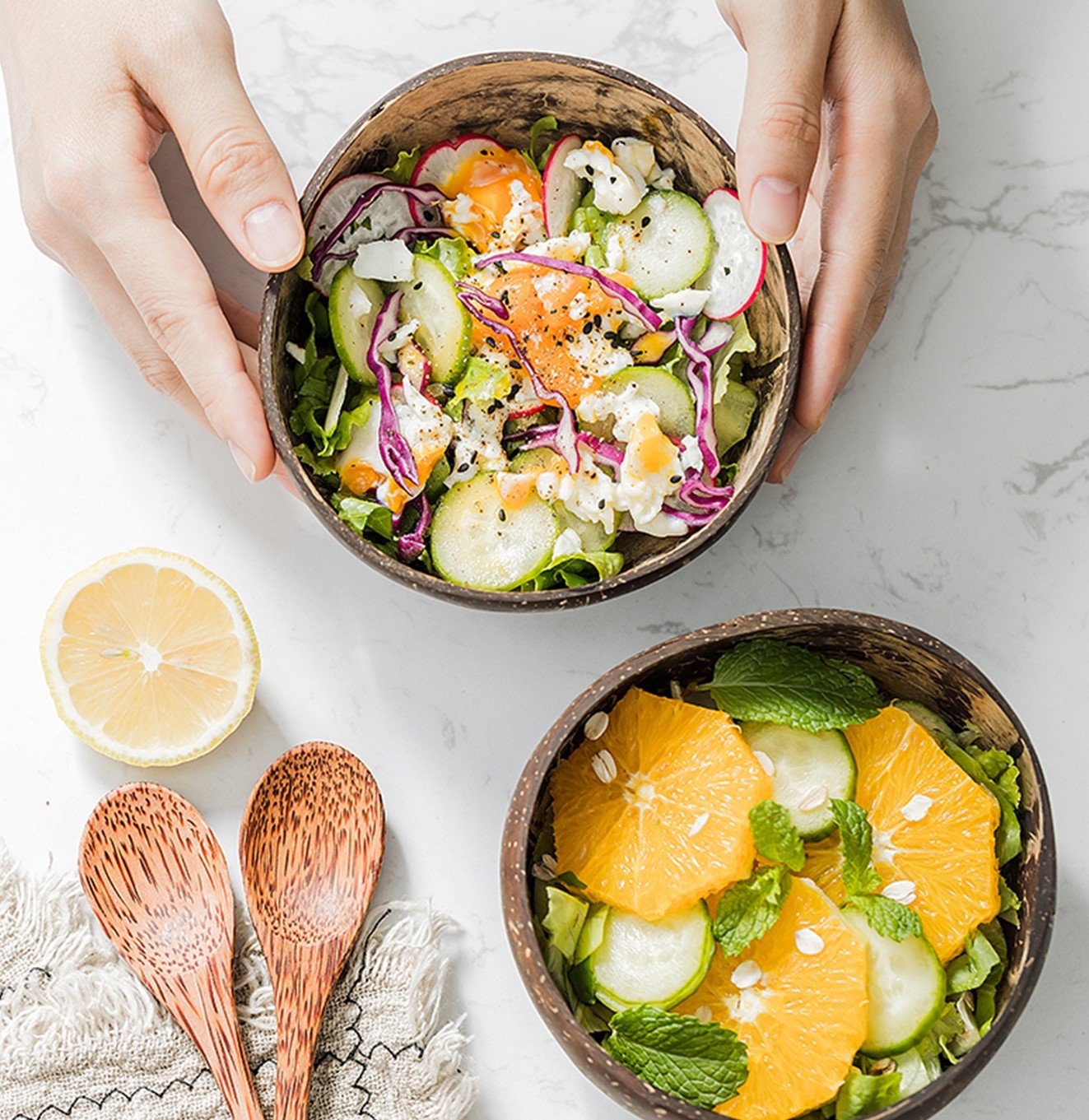 وعاء جوز الهند طقم قطعتين