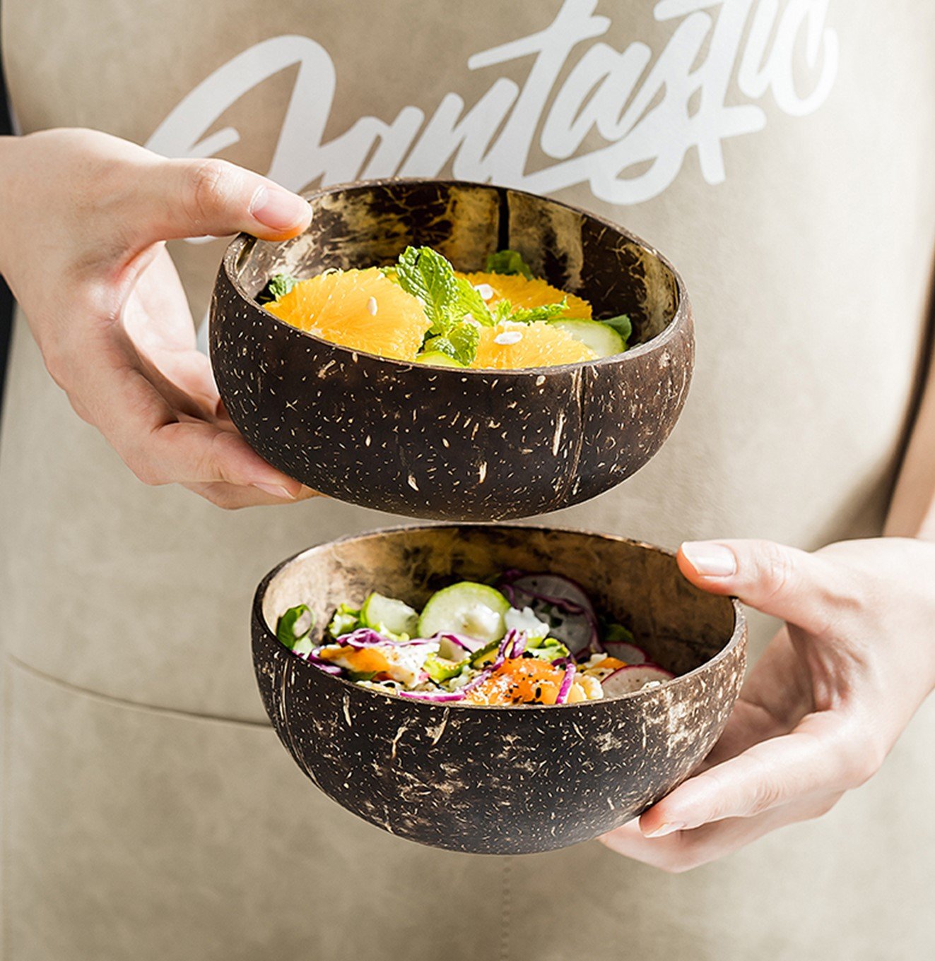 وعاء جوز الهند طقم قطعتين