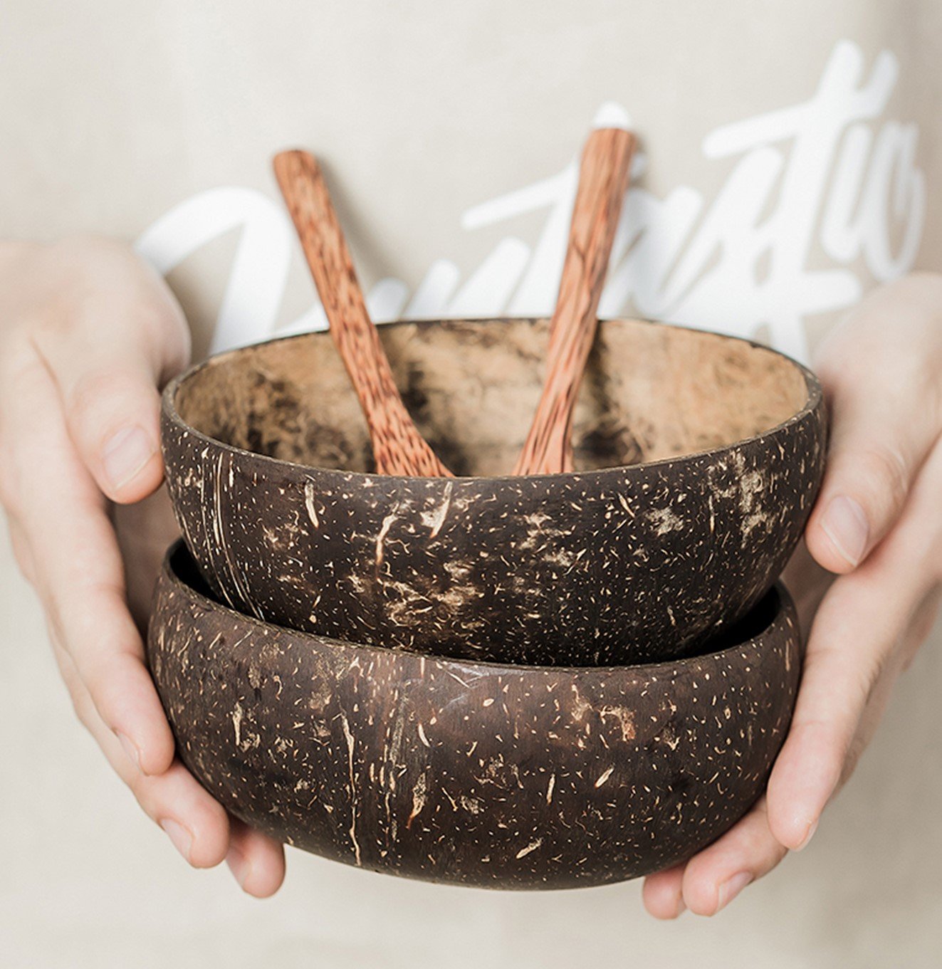 وعاء جوز الهند طقم قطعتين