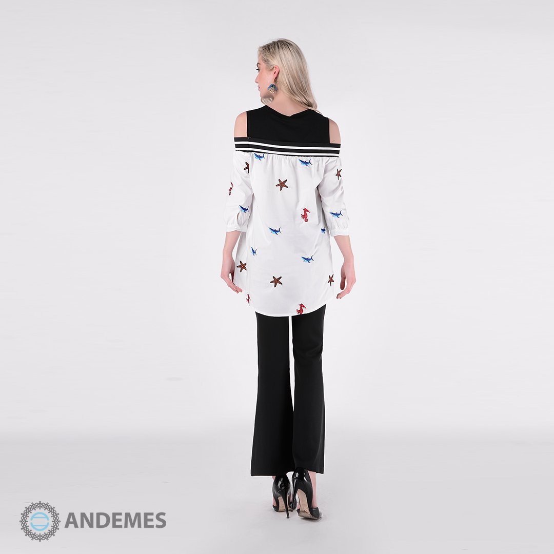 بلوزة بقصة عصرية مميزة وزخارف يدوية - StyleeMall