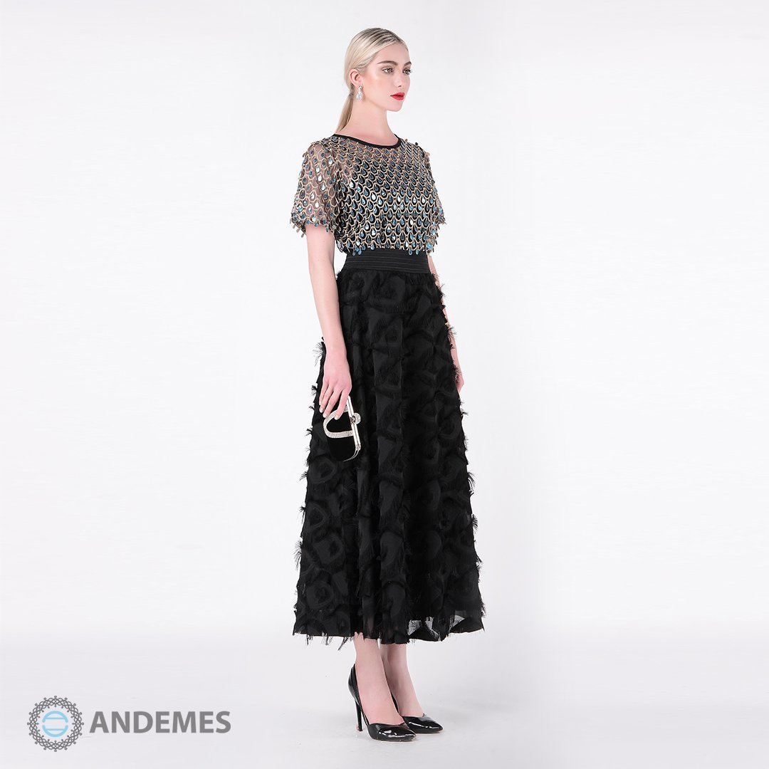 بلوزة من الترتر المصمم على شكل قطرات المطر - StyleeMall