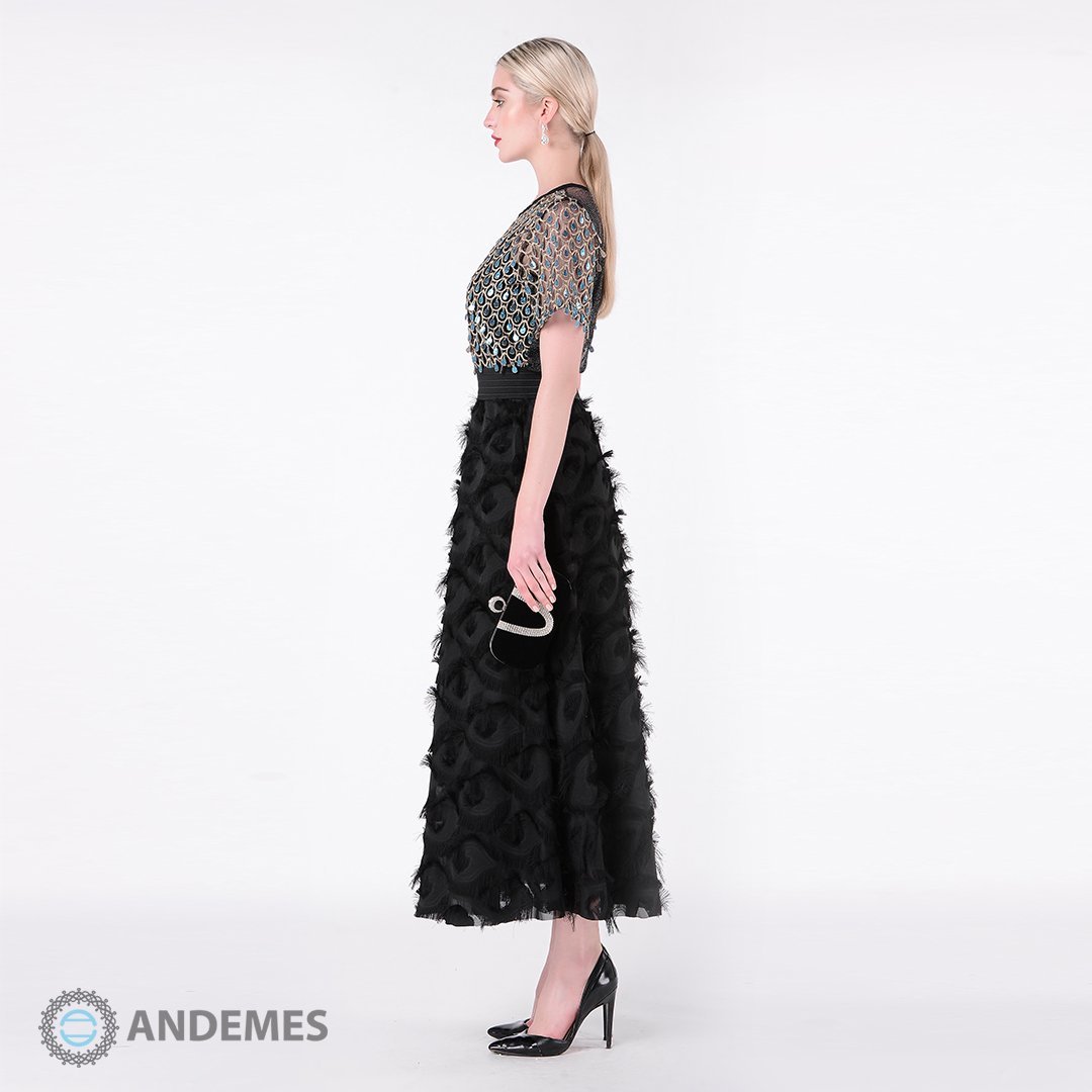 بلوزة من الترتر المصمم على شكل قطرات المطر - StyleeMall