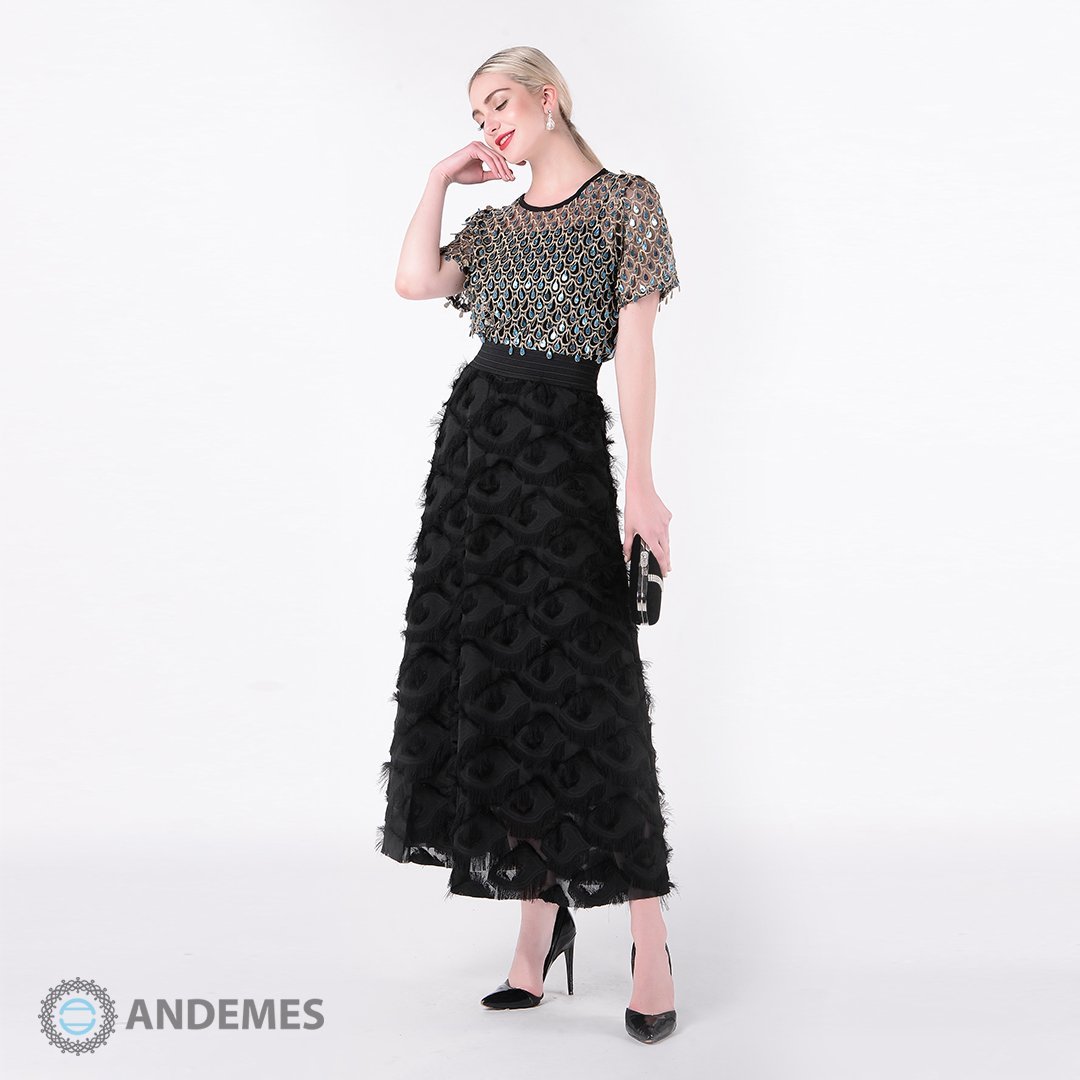بلوزة من الترتر المصمم على شكل قطرات المطر - StyleeMall