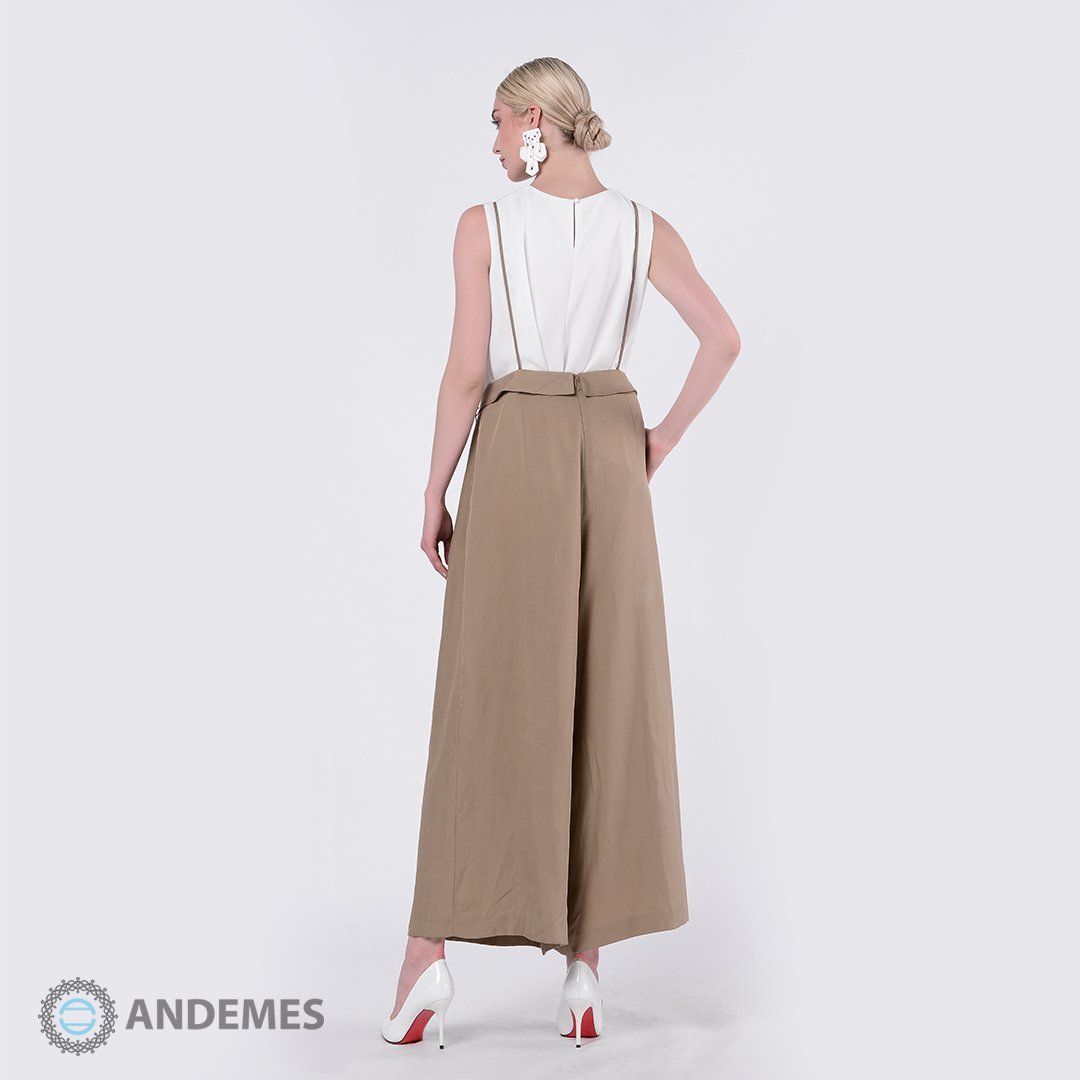 جمبسوت فضفاض بني مزين بفيونكات رائعة