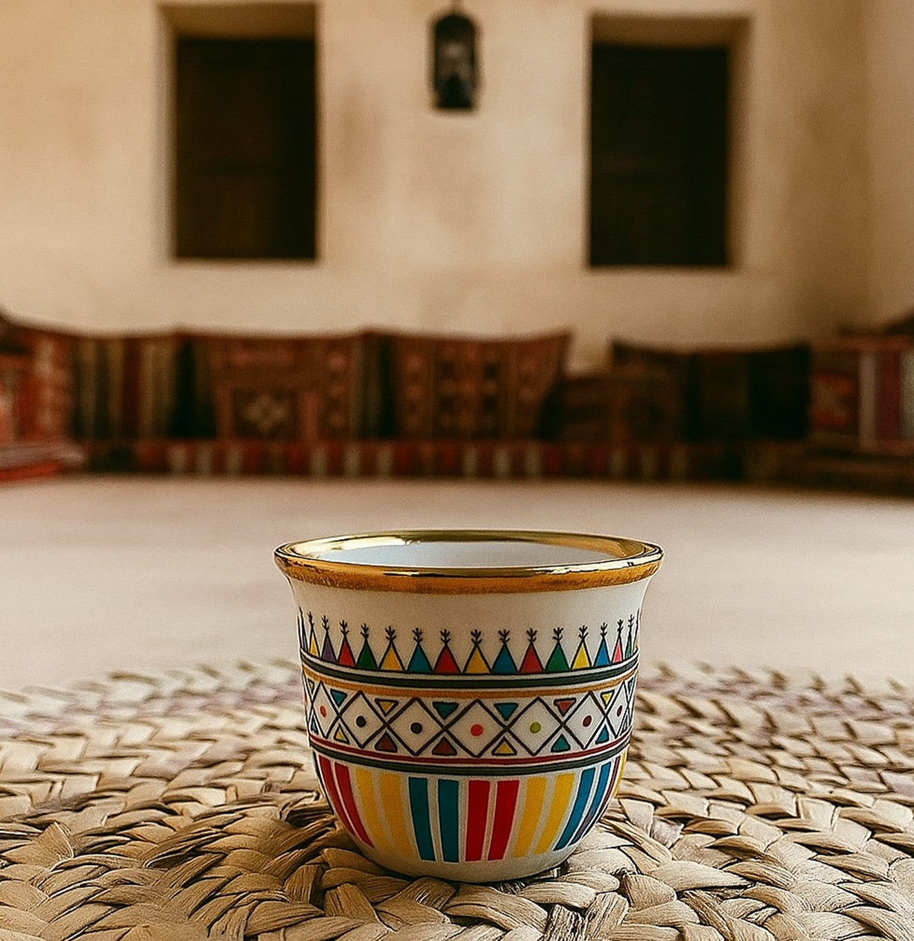 فناجيل قهوة بنقشة عسيرية