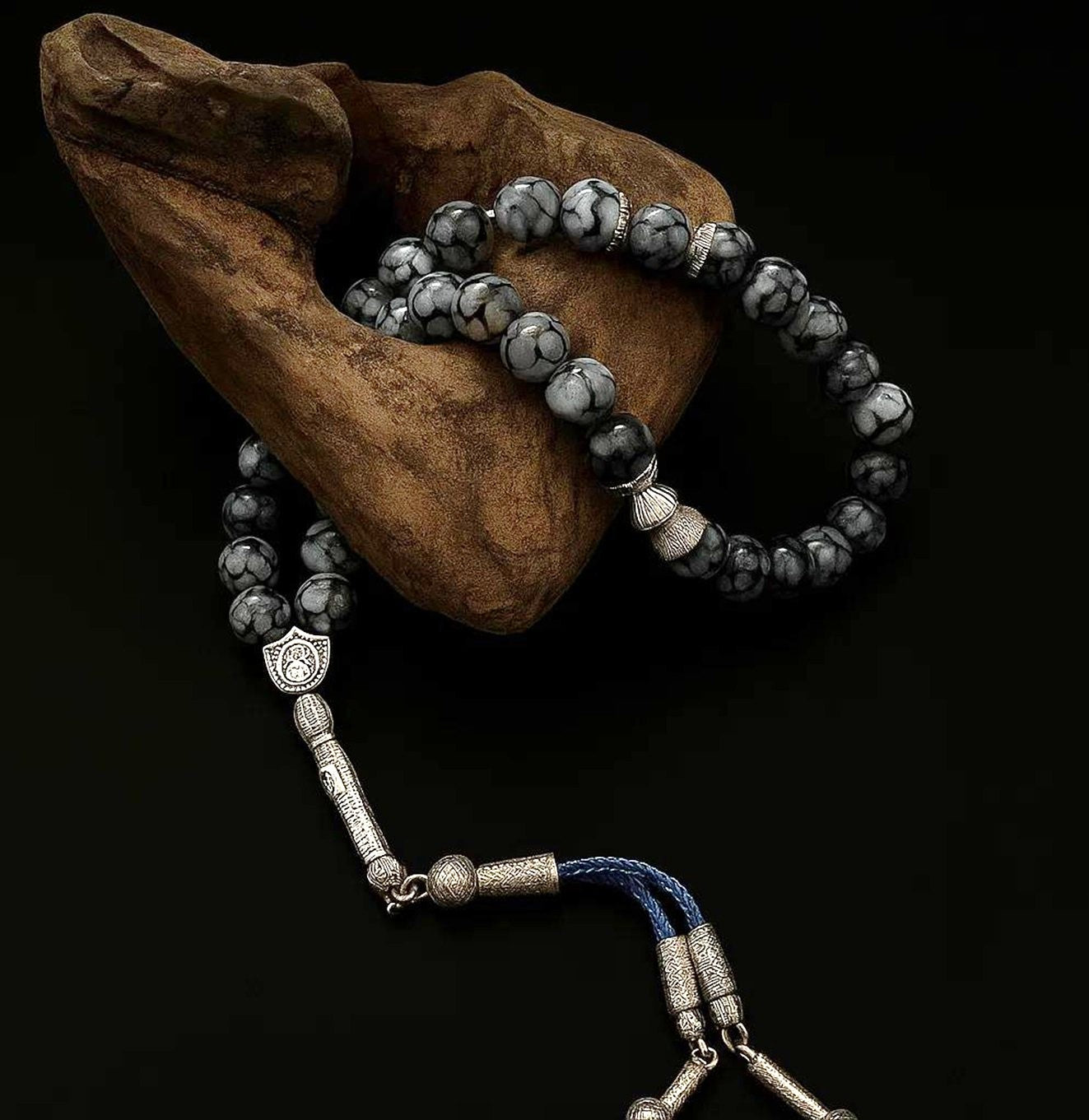 مسبحة العقيق الأزرق (الأصيل)