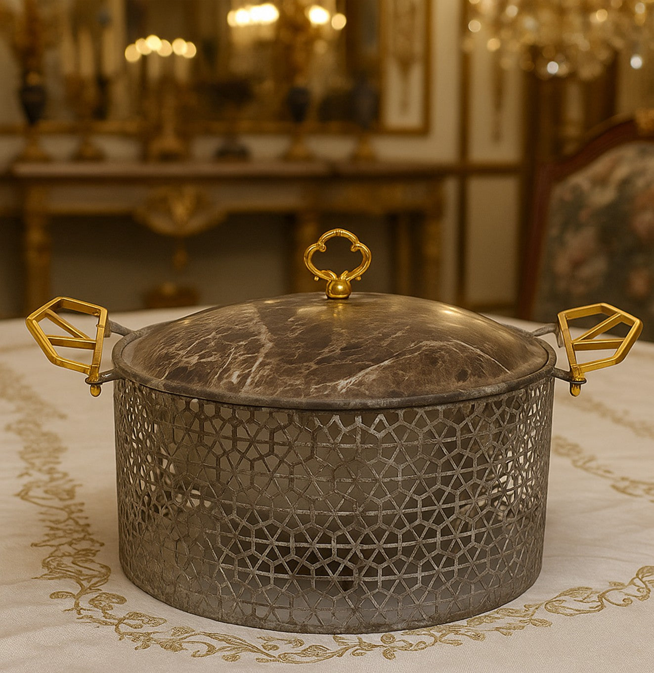 صينية شوربة بورسلان بديكور رخامي