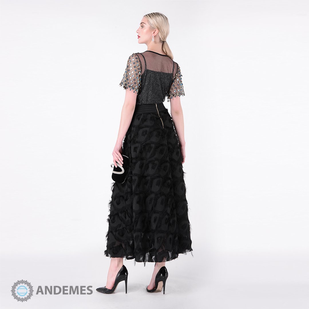 بلوزة من الترتر المصمم على شكل قطرات المطر - StyleeMall